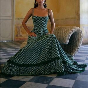 NEW GREEN CHECKERED MAXI DRESS